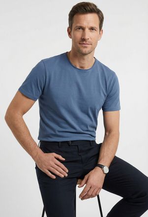 Olymp T-Shirt OLYMP Casual, Herren, Gr. 3XL, blau (rauchblau), Jersey, Obermaterial: 95% Baumwolle, 5% Elasthan, Basic, Rundhals, Shirts T-Shirt