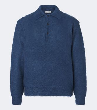 Auralee Mohair and wool polo sweater
