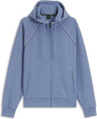 BOSS Piping-detail zip-up hoodie in a cotton blend