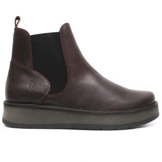 FLY London RAWI131FLY Rug Leather Womens Ankle Boots - Wine - Size:UK 7