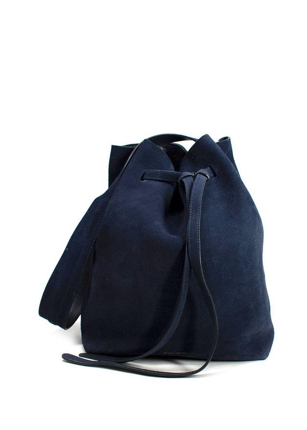 Navy Suede Bucket Bag