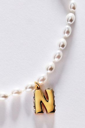 Anthropologie Pearl Initial Necklace