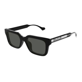 Gucci Vierkante Zonnebril - Heren - Accessoires - Zwart - Maat: 55 MM Leer