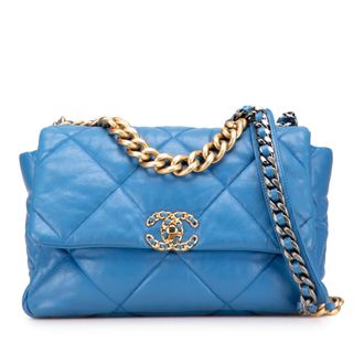 Chanel Pre-owned Womens 19 Flap Bag Quilted Leather - Sky Blue - One Size
