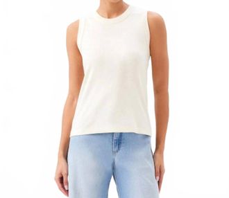 Karen Kane Ribbed Crewneck Tank Top In Cream
