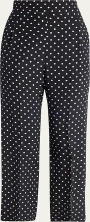 Valentino Garavani Polka-Dot Silk Straight-Leg Ankle Pants
