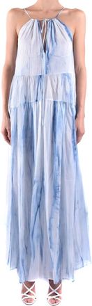 Dondup Stijlvolle Maxi Jurk - Dames - Maxi kleedjes - Blauw - M - Katoen - Kleedjes
