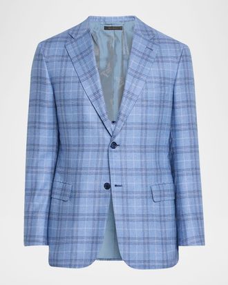 Brioni Men & apos;s Silk-Cashmere Plaid Sport Coat