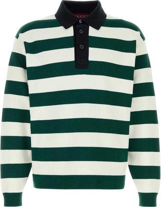 Gucci Embroidered Silk Blend Polo Shirt