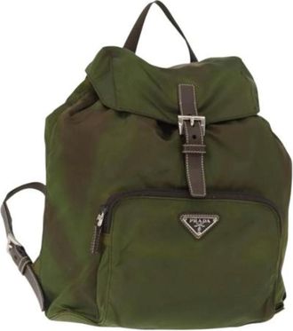 Prada Pre-owned Backpacks, female, Green, Size: ONE SIZE Pre-owned Nylon Backpack