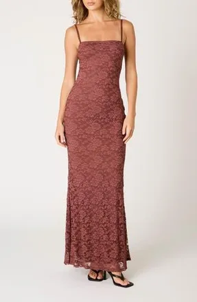 Nia Vetiver Embroidered Maxi Dress in Cocoa at Nordstrom Rack, Size X-Large