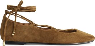 Madewell The Greta Lace-Up Ballet Flat in Warm Chestnut at Nordstrom, Size 9.5