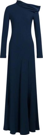 Alberta Ferretti Vestido largo de hombros descubiertos con abertura - Dresses - Mujer - Azul - L