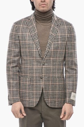 Corneliani CC COLLECTION Giacca in Misto Lana Vergine a Quadri Gingham Corneliani