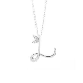 Say It With Winged Diamond Initial Necklace - Sterling Silver - L/18 | Size: 18 inches