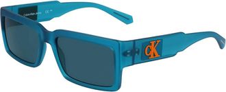 Calvin Klein Rechthoekige Acetaat Zonnebril - Heren - Zonnebrillen - Blauw - ONE Size - Accessoires