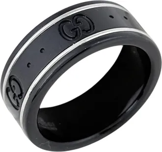 Gucci Black White Gold (18K) Band Ring (Pre-Owned)