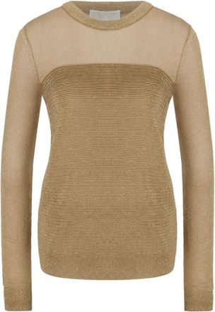 Michael Kors Rondhals gebreide trui - Heren - Ronde hals truien - Beige - L - Katoen - Truien & Vesten