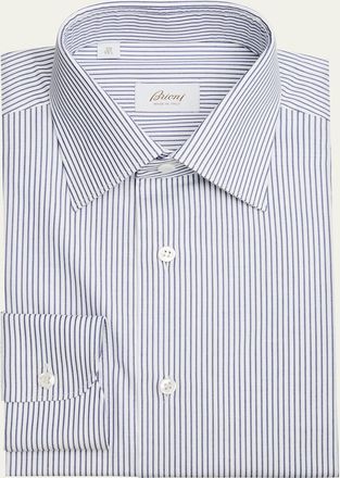 Brioni Mens Cotton Stripe Dress Shirt