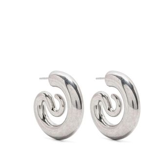 Panconesi Oorbellen met gegraveerde spiraalsluiting - Dames - Oorbellen - Grijs - ONE Size - Accessoires