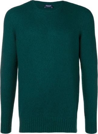 Drumohr Green Crewneck Fuzzy Knit Sweater