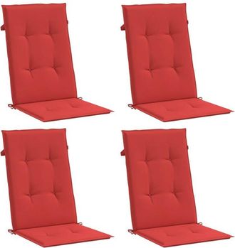 vidaXL Vidaxl - Cojín silla de jardín respaldo alto 4 uds tela rojo 120x50x3 cm
