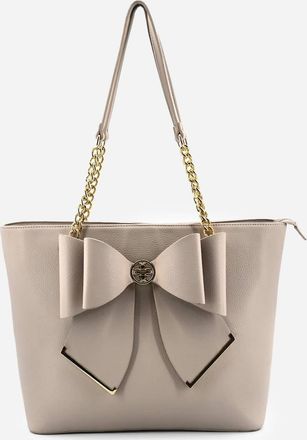 Like Dreams Womens Aubrey Bow Vegan Tote Bag In Beige