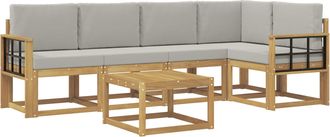 vidaXL Conjunto De Sof&aacute;s De Exterior 6 Uds. Blanco Y Gris Claro Vidaxl