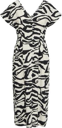 Ichi Midi Jurken - Dames - Casual kleedjes - Beige - M - Kleedjes