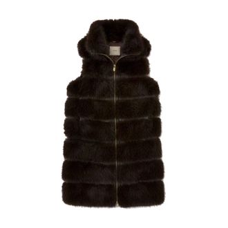 Yes-Zee O105Ko00 0232 Lange Vest - Dames - Jassen - Bruin - Maat: XS Synthetisch