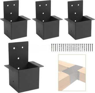 OEM Kit De Fijaci&oacute;n De Pared Para P&eacute;rgola De Acero Galvanizado Con Tornillos, Conector De Columna Para Postes De Madera, Acabado Negro Resistente A La Int