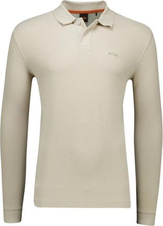 HUGO BOSS Tops, Heren, Beige, M, Beige Polo Shirt Lange Mouw