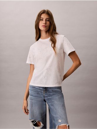 Calvin Klein Jeans Calvin Klein Womens Floral Print Classic T-Shirt - Open White - XL