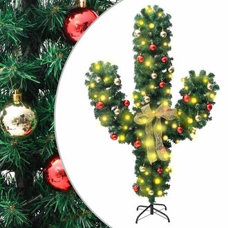 vidaXL Cactus De Navidad Con Soporte Y Led Verde 180 Cm Pvc Vidaxl
