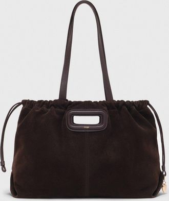 Maje Suede Milpli Tote Bag - Dark Brown - Maje