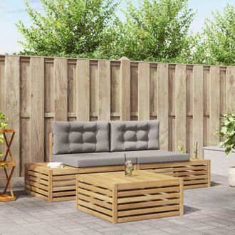 vidaXL Vidaxl 4 Pz Set Di Divani Da Esterno Poliestere Bianco