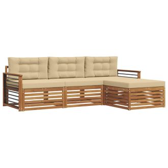 vidaXL Conjunto De Sof&aacute;s De Exterior Con Coj&iacute;n Natural Y Beige Vidaxl