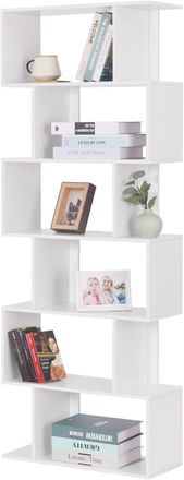 Woltu Estanteria Para Libros Estantes De Almacenamiento Estanter&iacute;a De Exposici&oacute;n Estanter&iacute;a De Pared 6 Compartimentos Blanco Mdf 60x23 5x160cm - Woltu