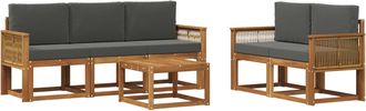 vidaXL Conjunto De Sof&aacute;s De Exterior 6 Uds. Natural Y Antracita Vidaxl