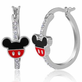 Disney Cubic Zirconia Hoop Earrings in Silver at Nordstrom