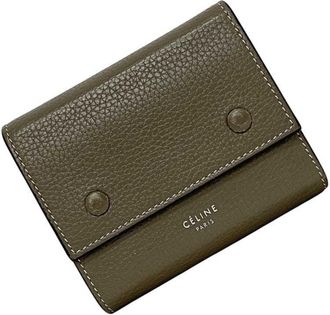 Celine Gray Yellow Leather Wallet (Tri-Fold) (Pre-Owned)