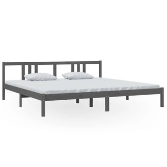 Berkfield Home Bed Frame Grey Solid Wood 200x200 cm