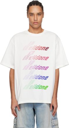 【関税込み】We11done ホワイト スパークルロゴ 長袖Tシャツ We11doneのホワイト スパークルロゴ 長袖Tシャツがセール中