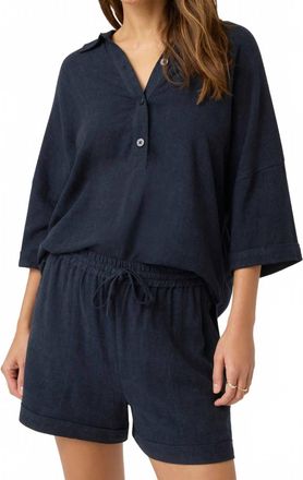 Splendid Coastal Elbow Length Sleeves Top In Navy
