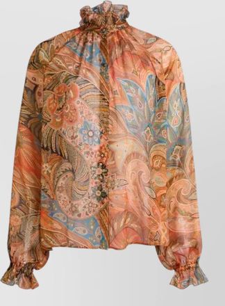 Etro shirt frill collar paisley print design