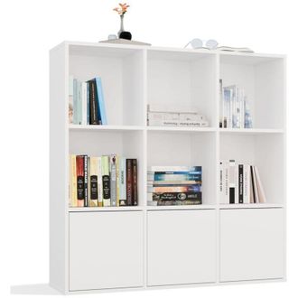 Topeshop MALAX - Scaffale bianco - 3 ante - Scomparti cubici 110&times;110 cm - Sistema Tip-On