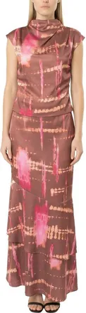 Area Stars Tulip Hem Skirt in Brown With Pink Accents at Nordstrom, Size X-Small
