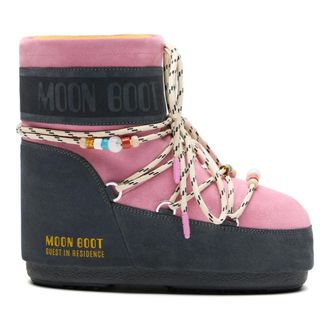 Moon Boot Moon Boot, Winter Boots, female, Pink, Size: 6 US Icon Low Suede Beads