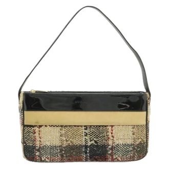 Burberry Pre-owned Shoulder Bags, female, Multicolor, Size: ONE SIZE Pre-owned Wool Patent Leather Suede Shoulder Bag