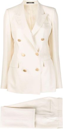 Tagliatore double-breasted blazer - women - Linen/Flax/Cupro - 46 - Neutrals
